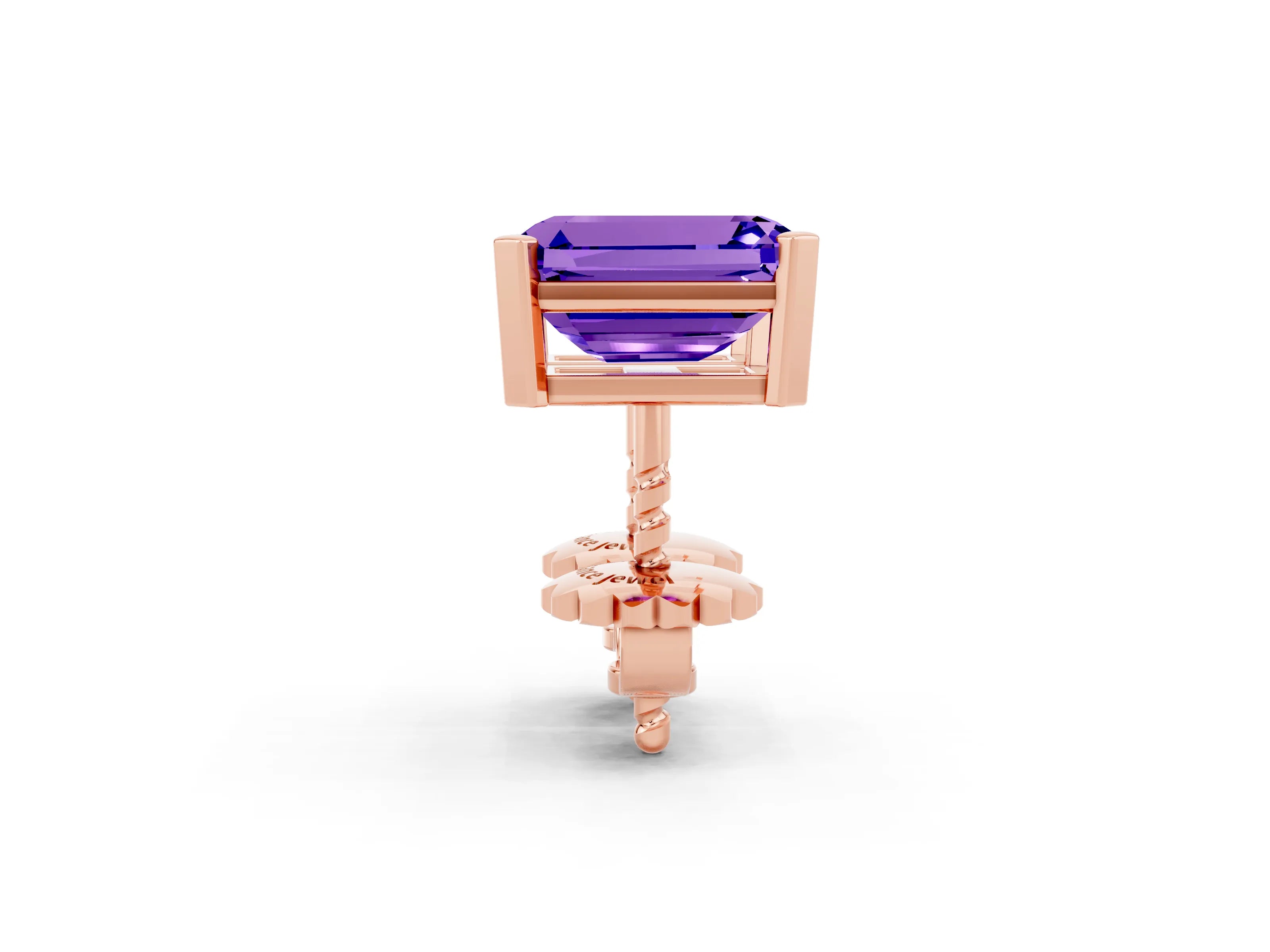 Rose gold Emerald Cut Tanzanite Stud Earrings_14