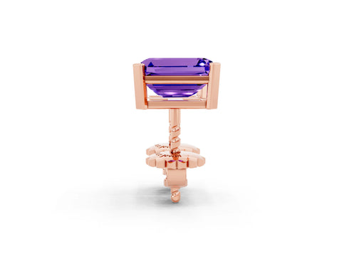 Rose gold Emerald Cut Tanzanite Stud Earrings_14