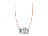 Rose gold Emerald Cut Three-Stone Bar Pendant with Bar Prong Setting_12