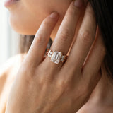 Rose gold Emerald Cut Three-Stone Channel Set Ring with Bar Prongs_14
