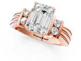 Rose gold Emerald Cut Three-Stone Channel Set Ring with Bar Prongs_76