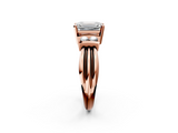 Rose gold Emerald Cut Three-Stone Channel Set Ring with Bar Prongs_77