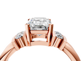 Rose gold Emerald Cut Three-Stone Channel Set Ring with Bar Prongs_79