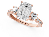 Rose gold Emerald Cut Three-Stone Diamond Pavé Band with Prong Setting_24