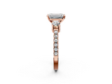 Rose gold Emerald Cut Three-Stone Diamond Pavé Band with Prong Setting_25