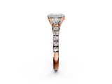Rose gold Emerald Cut Three-Stone Diamond Pave Band with Prong Setting_86