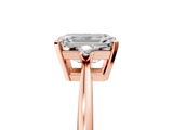 Rose gold Emerald Cut Three-Stone Solitaire Ring with Round Accent Diamonds and Four-Prong Setting_40