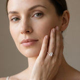 Rose gold Emerald Cut Twist Band Solitaire Diamond Ring with Pavé Setting_13