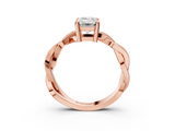 Rose gold Emerald Cut Twisted Pavé Band Solitaire Ring with Four-Prong Setting_92