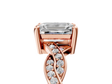 Rose gold Emerald Cut Twisted Pavé Band Solitaire Ring with Four-Prong Setting_94