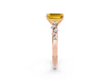 Rose gold Emerald Cut Yellow Sapphire Cluster Side Stone Solitaire Ring with Prong Setting_50