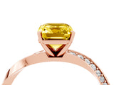 Rose gold Emerald Cut Yellow Sapphire Engagement Ring with Side Stone Accents and Four-Prong Setting_55