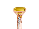 Rose gold Emerald Cut Yellow Sapphire Engagement Ring with Side Stone Accents and Four-Prong Setting_56