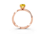 Rose gold Emerald Cut Yellow Sapphire Engagement Ring with Side Stone Accents and Four-Prong Setting_63