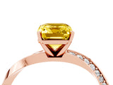 Rose gold Emerald Cut Yellow Sapphire Engagement Ring with Side Stone Accents and Four-Prong Setting_64