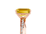 Rose gold Emerald Cut Yellow Sapphire Engagement Ring with Side Stone Accents and Four-Prong Setting_65