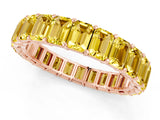 Rose gold Emerald Cut Yellow Sapphire Eternity Band with Shared Prong Setting_19
