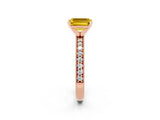Rose gold Emerald Cut Yellow Sapphire Milgrain Pavé Engagement Ring with Four-Prong Setting_38