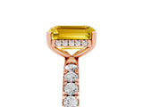 Rose gold Emerald Cut Yellow Sapphire Pave Band Solitaire Ring with Four-Prong Setting_65