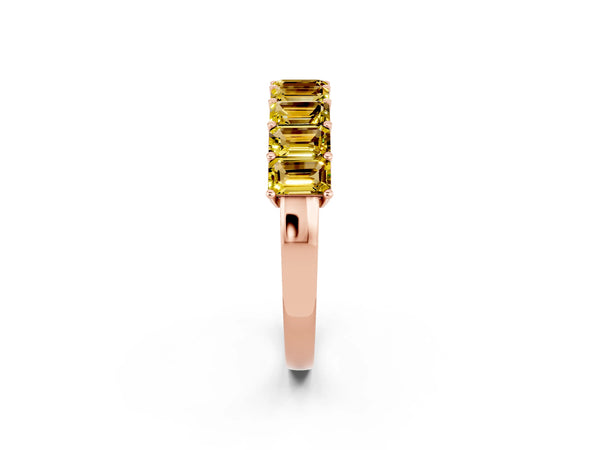 Rose gold Emerald Cut Yellow Sapphire Prong-Set Eternity Band