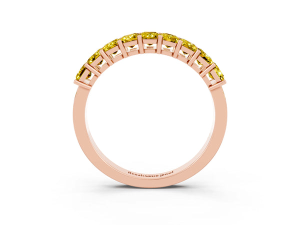 Rose gold Emerald Cut Yellow Sapphire Prong-Set Eternity Band