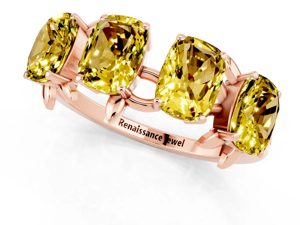 Rose gold Emerald Cut Yellow Sapphire Prong-Set Half Eternity Band