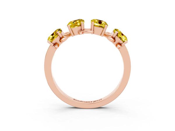 Rose gold Emerald Cut Yellow Sapphire Prong-Set Half Eternity Band