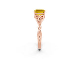 Rose gold Emerald Cut Yellow Sapphire Solitaire Celtic Knot Ring with Four-Prong Setting_26