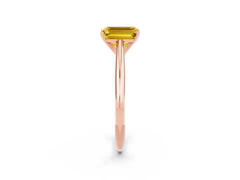 Rose gold Emerald Cut Yellow Sapphire Solitaire Engagement Ring with Cathedral Setting and Four-Prong Mount_14