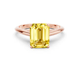 Rose gold Emerald Cut Yellow Sapphire Solitaire Engagement Ring with Cathedral Setting and Four-Prong Mount_24