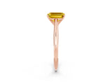 Rose gold Emerald Cut Yellow Sapphire Solitaire Engagement Ring with Cathedral Setting and Four-Prong Mount_26