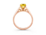 Rose gold Emerald Cut Yellow Sapphire Solitaire Engagement Ring with Cathedral Setting and Four-Prong Mount_27