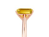 Rose gold Emerald Cut Yellow Sapphire Solitaire Engagement Ring with Cathedral Setting and Four-Prong Mount_29