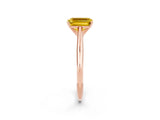 Rose gold Emerald Cut Yellow Sapphire Solitaire Engagement Ring with Cathedral Setting and Four-Prong Mount_32