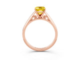 Rose gold Emerald Cut Yellow Sapphire Solitaire Engagement Ring with Cathedral Setting and Four-Prong Mount_33