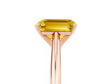 Rose gold Emerald Cut Yellow Sapphire Solitaire Engagement Ring with Cathedral Setting and Four-Prong Mount_35