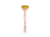 Rose gold Emerald Cut Yellow Sapphire Solitaire Engagement Ring with Cathedral Setting and Four-Prong Mount_68