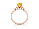 Rose gold Emerald Cut Yellow Sapphire Solitaire Engagement Ring with Cathedral Setting and Four-Prong Mount_69