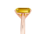 Rose gold Emerald Cut Yellow Sapphire Solitaire Engagement Ring with Cathedral Setting and Four-Prong Mount_71