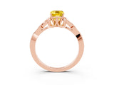 Rose gold Emerald Cut Yellow Sapphire Solitaire Engagement Ring with Celtic Knot Band and Four-Prong Setting_27