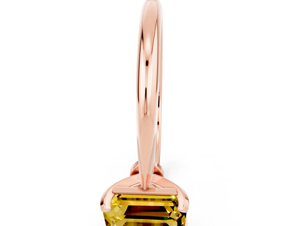 Rose gold Emerald Cut Yellow Sapphire Solitaire Engagement Ring with Classic Band and Four-Prong Setting