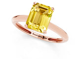 Rose gold Emerald Cut Yellow Sapphire Solitaire Engagement Ring with Classic Band and Four-Prong Setting_25