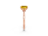 Rose gold Emerald Cut Yellow Sapphire Solitaire Engagement Ring with Classic Band and Four-Prong Setting_26