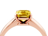 Rose gold Emerald Cut Yellow Sapphire Solitaire Engagement Ring with Classic Band and Four-Prong Setting_28