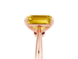 Rose gold Emerald Cut Yellow Sapphire Solitaire Engagement Ring with Classic Band and Four-Prong Setting_29