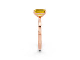Rose gold Emerald Cut Yellow Sapphire Solitaire Engagement Ring with Classic Band and Four-Prong Setting_62