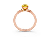 Rose gold Emerald Cut Yellow Sapphire Solitaire Engagement Ring with Classic Band and Four-Prong Setting_63