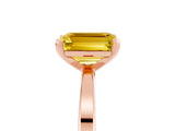 Rose gold Emerald Cut Yellow Sapphire Solitaire Engagement Ring with Classic Band and Four-Prong Setting_65