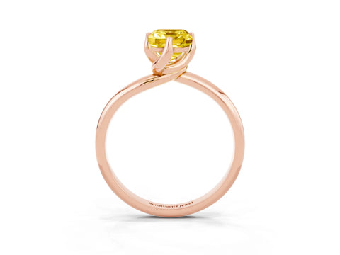 Rose gold Emerald Cut Yellow Sapphire Solitaire Engagement Ring with Four-Prong Setting and Classic Band_15