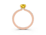 Rose gold Emerald Cut Yellow Sapphire Solitaire Engagement Ring with Pavé Band and Four-Prong Setting_27